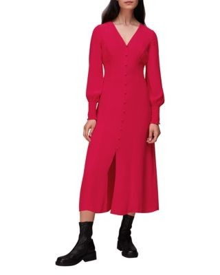 Whistles Ilana Shirred Midi Dress