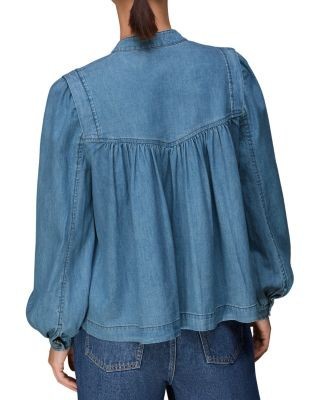 Whistles Mollie Chambray Denim Blouse