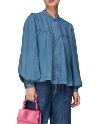 Whistles Mollie Chambray Denim Blouse