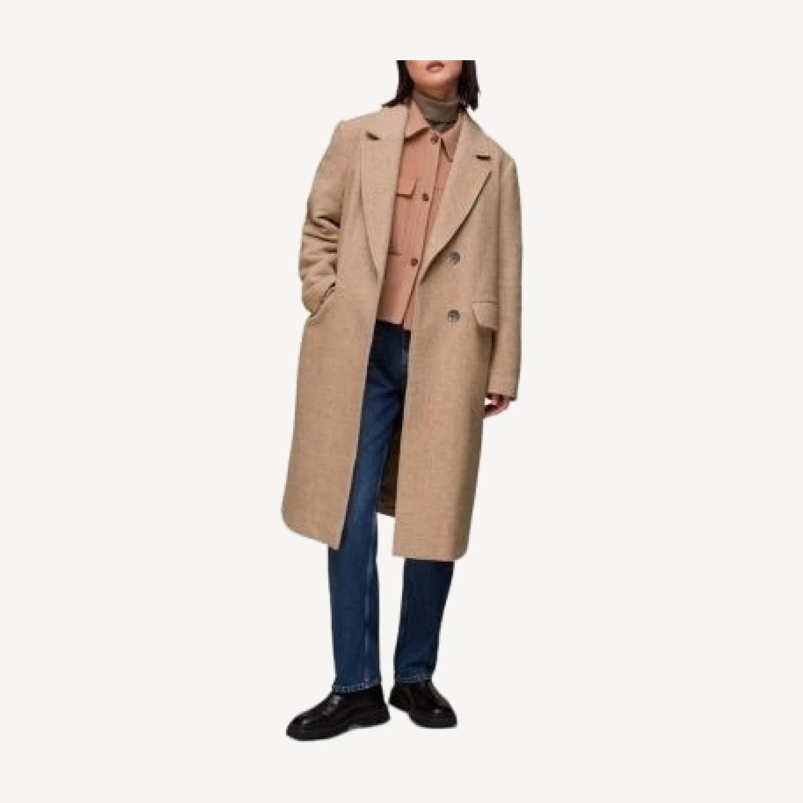 Whistles Herringbone Notched Collar Coat
