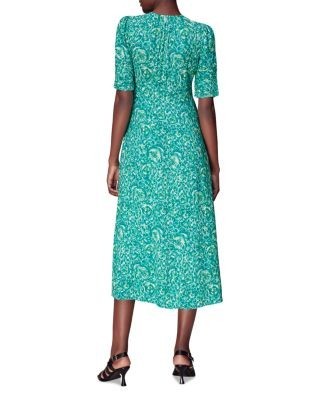 Whistles Clouded Floral Print Tie Midi Dress
