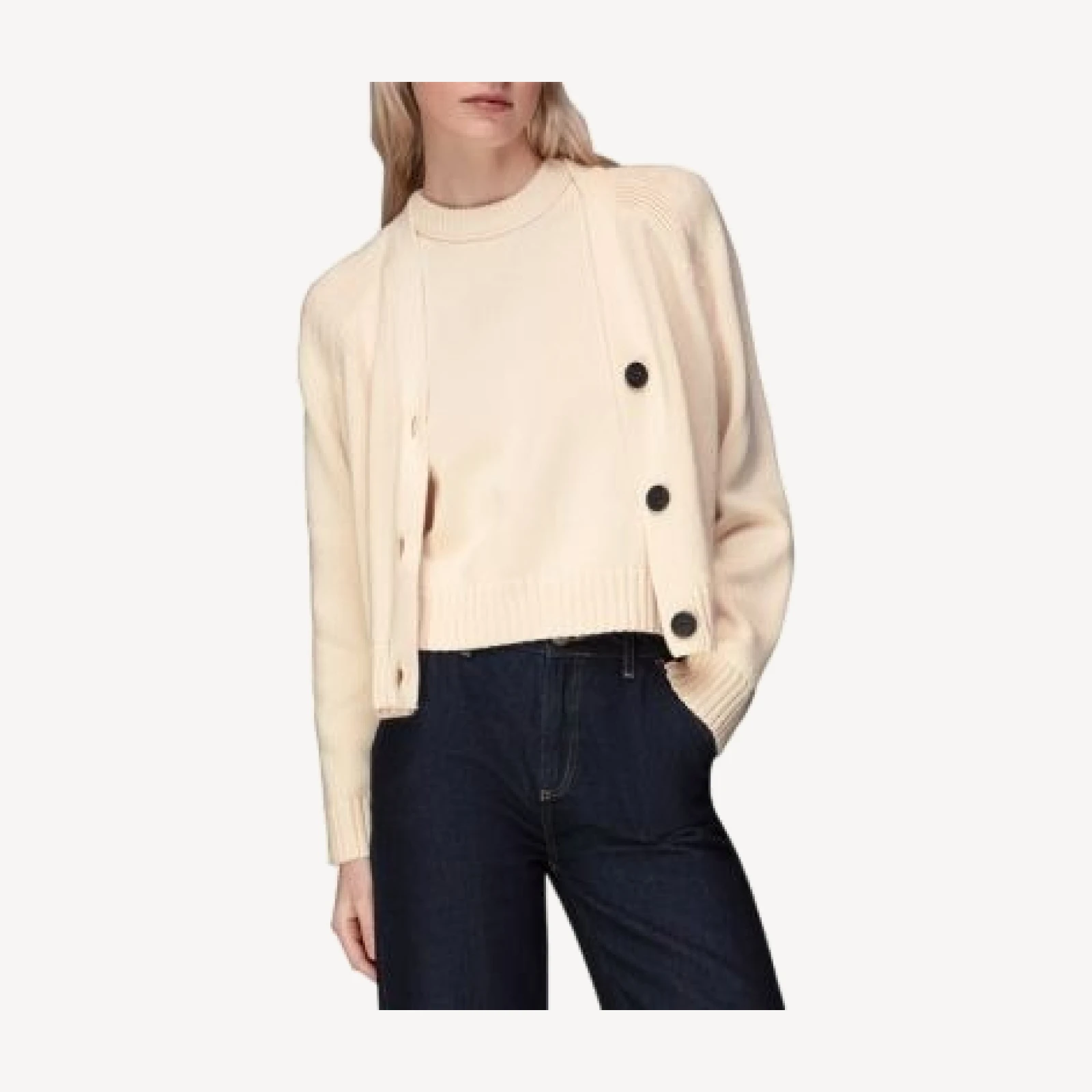 Whistles Karine Ribbed Trim Cardigan