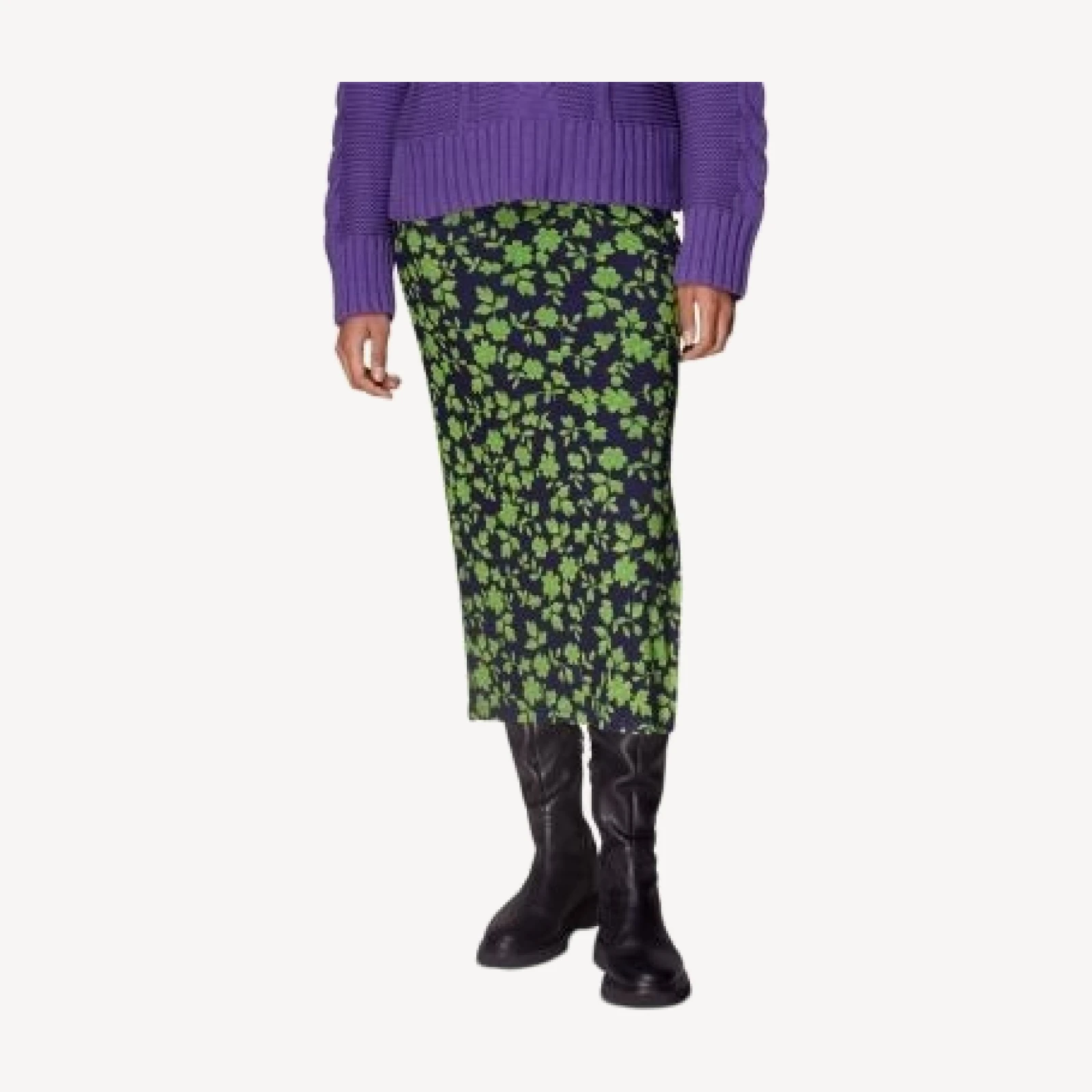 Whistles Linear Floral Side Button Mesh Skirt