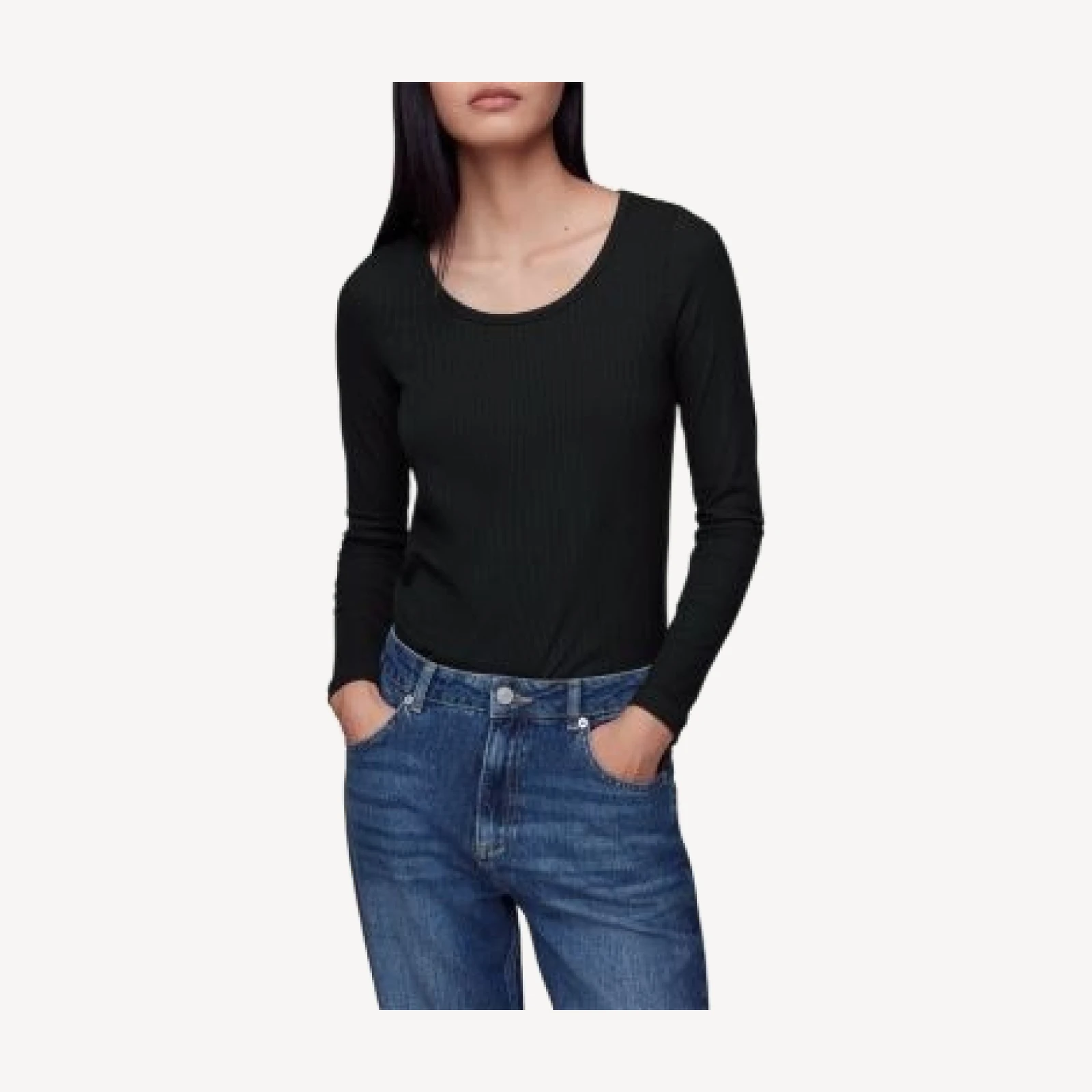 Whistles Ribbed Scoop Neck Top