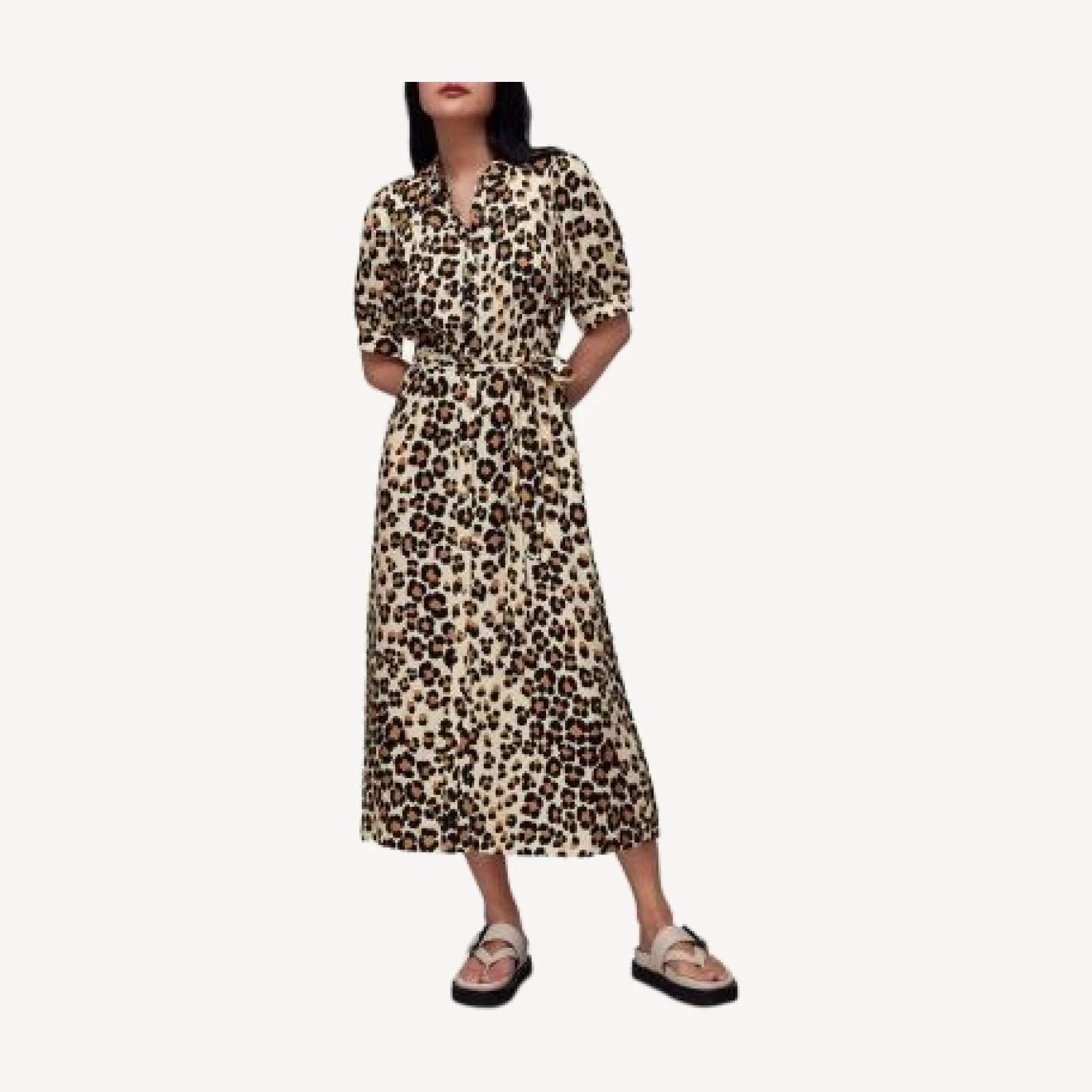 Whistles Painted Leopard Midi Dress