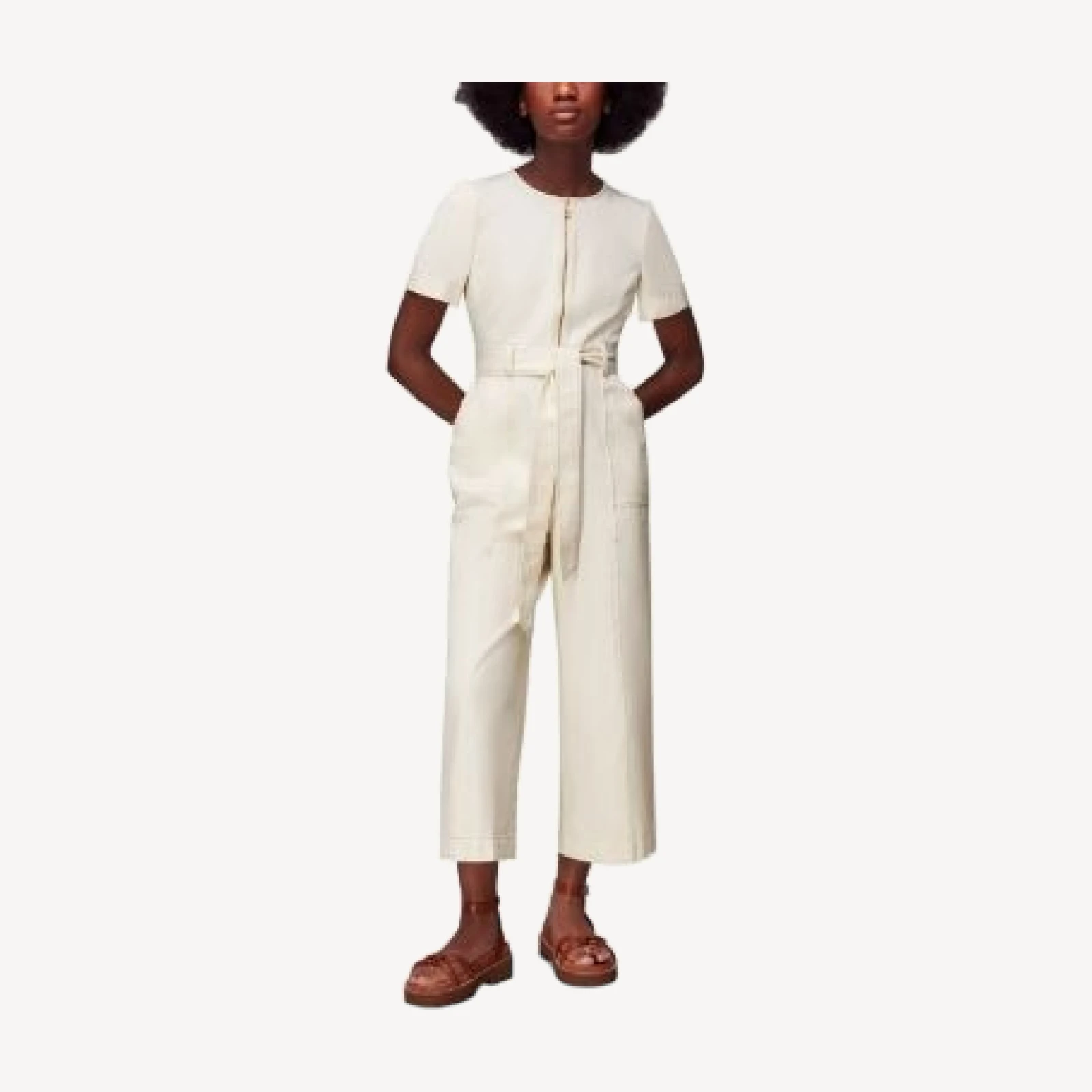 Whistles Zip Front Denim Jumpsuit