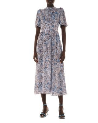 Whistles Blair Puff Sleeve Midi Dress