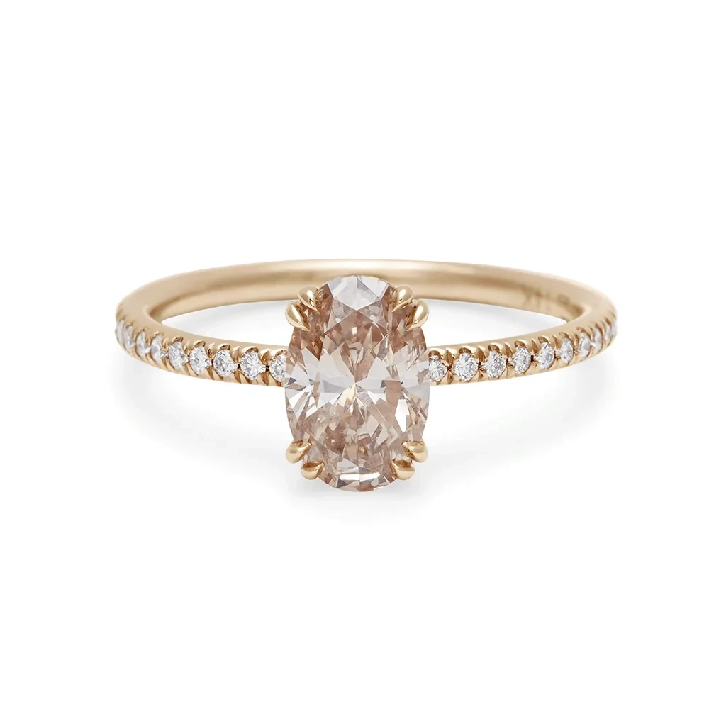 Oval Eleonore Delicate Pave Ring - 14k Gold & Champagne Diamond (1.00ct)