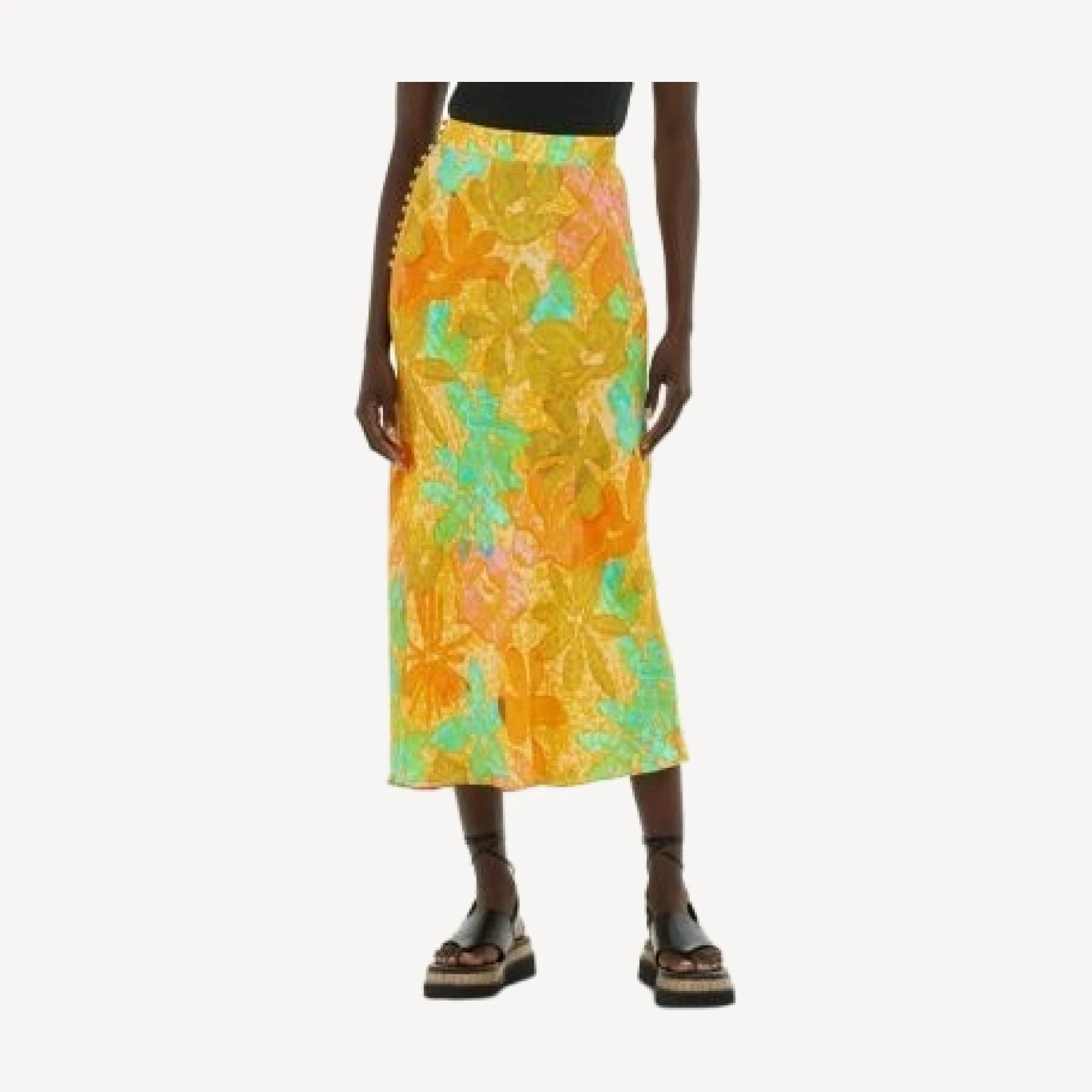 Whistles Side Button Midi Skirt