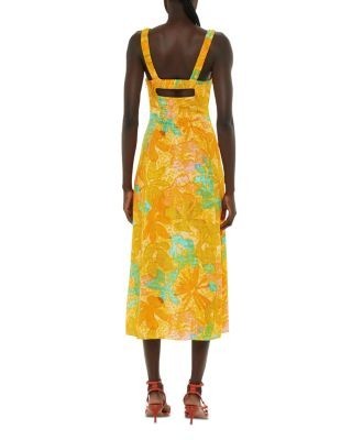Whistles Pleated Smocked Midi Dress