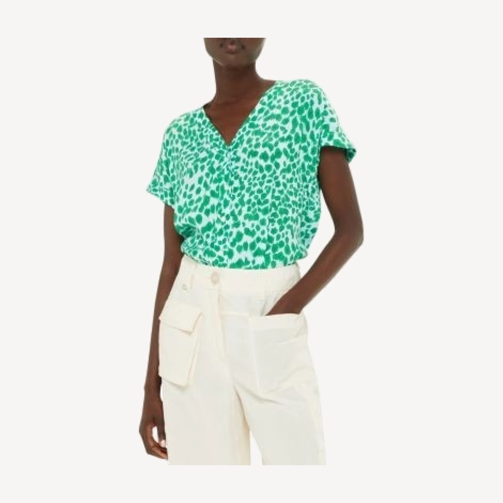 Whistles Smooth Leopard Print Blouse