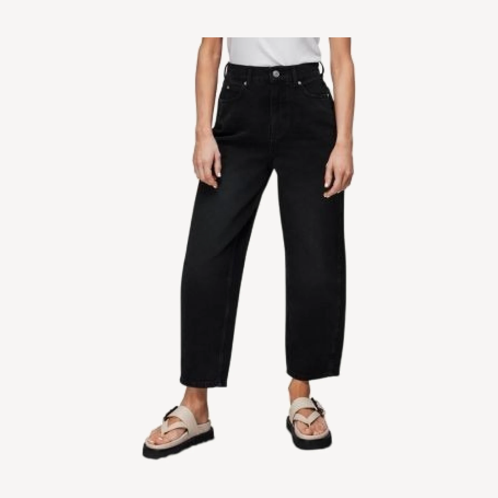 Whistles Petites Authentic High Rise Barrel Jeans in Black
