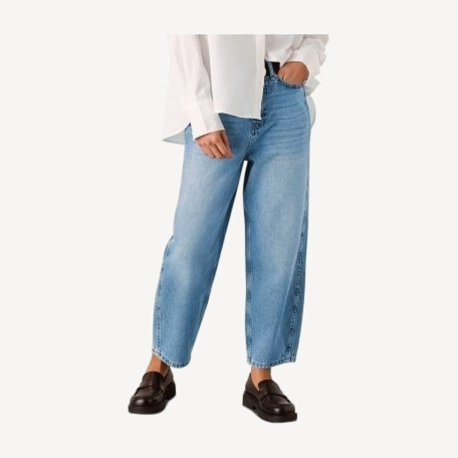 Whistles Petites Authentic High Rise Barrel Jeans in Light Wash
