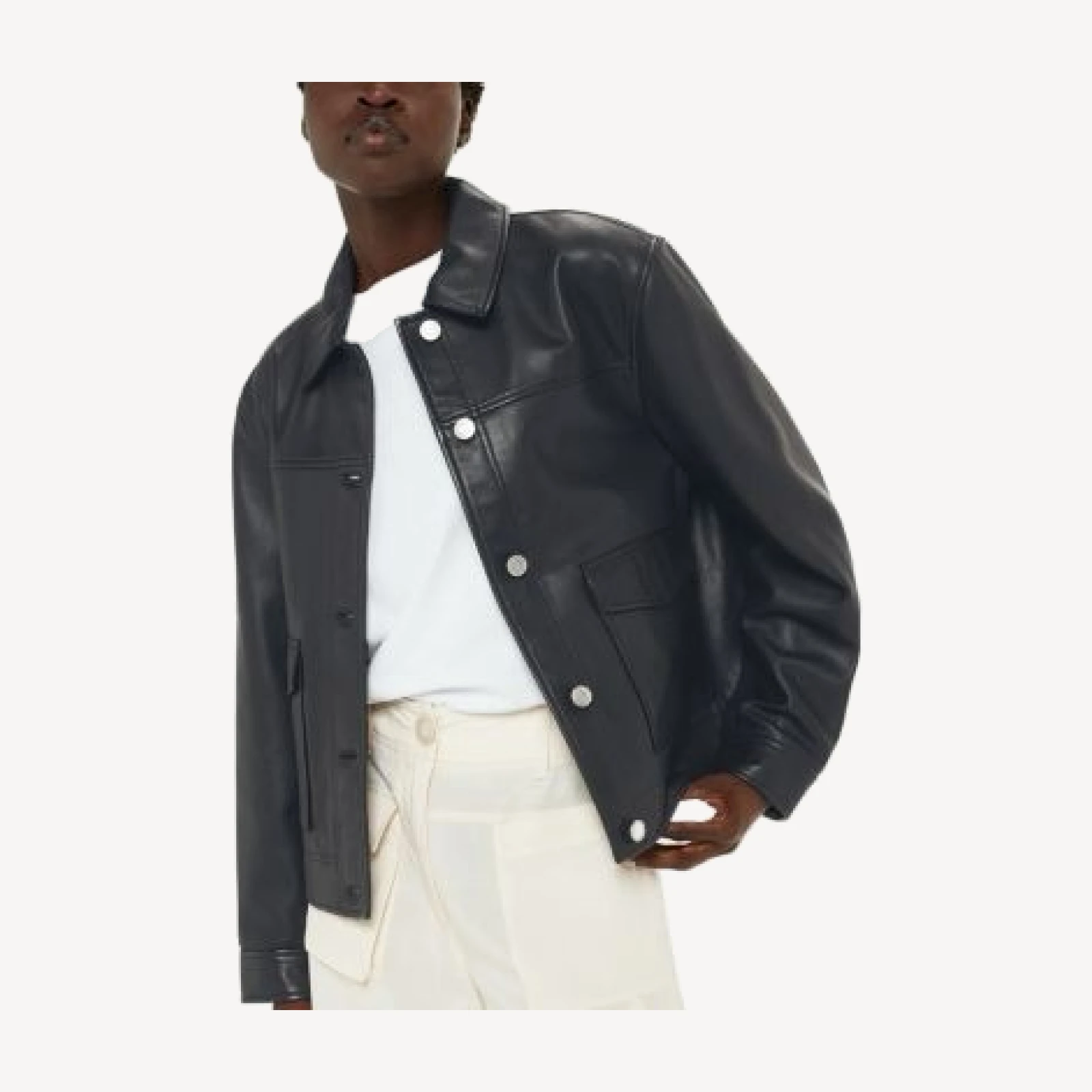 Whistles Leather Collared Overshirt
