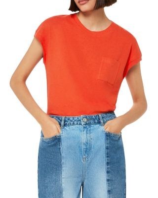 Whistles Ember Linen Mix Pocket Tee