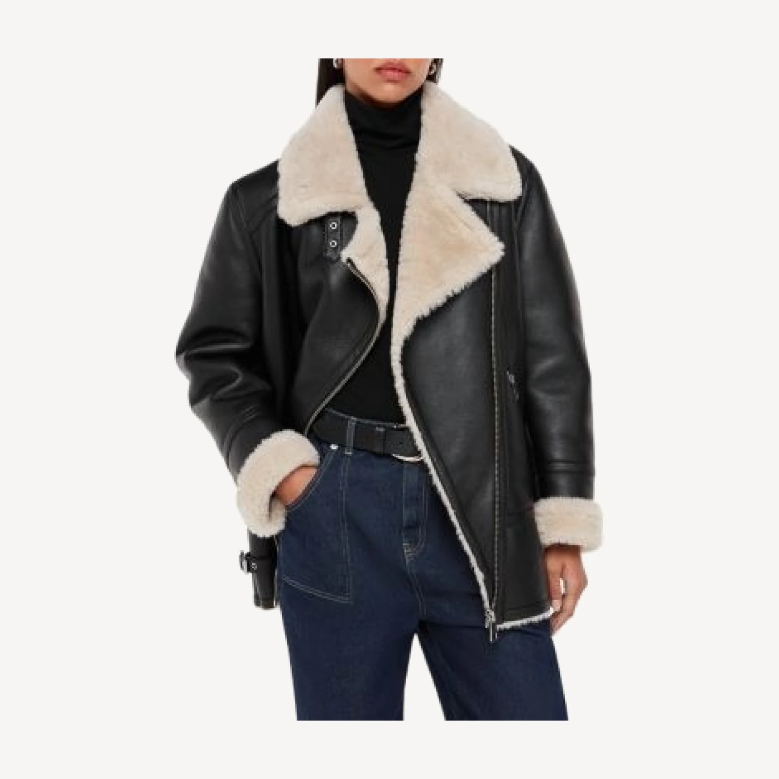 Whistles Faux Fur Aviator Coat