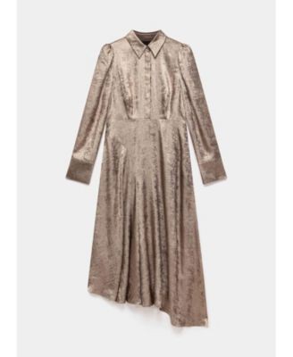 Mint Velvet Women's Metallic Midi Shirt Dress