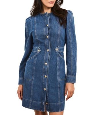 Mint Velvet Women's Denim Puff Sleeve Mini Dress