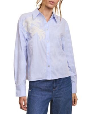Mint Velvet Women's Stripe Embroidered Shirt