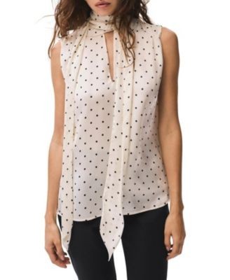 Mint Velvet Women's Polka Dot Tie Neck Top