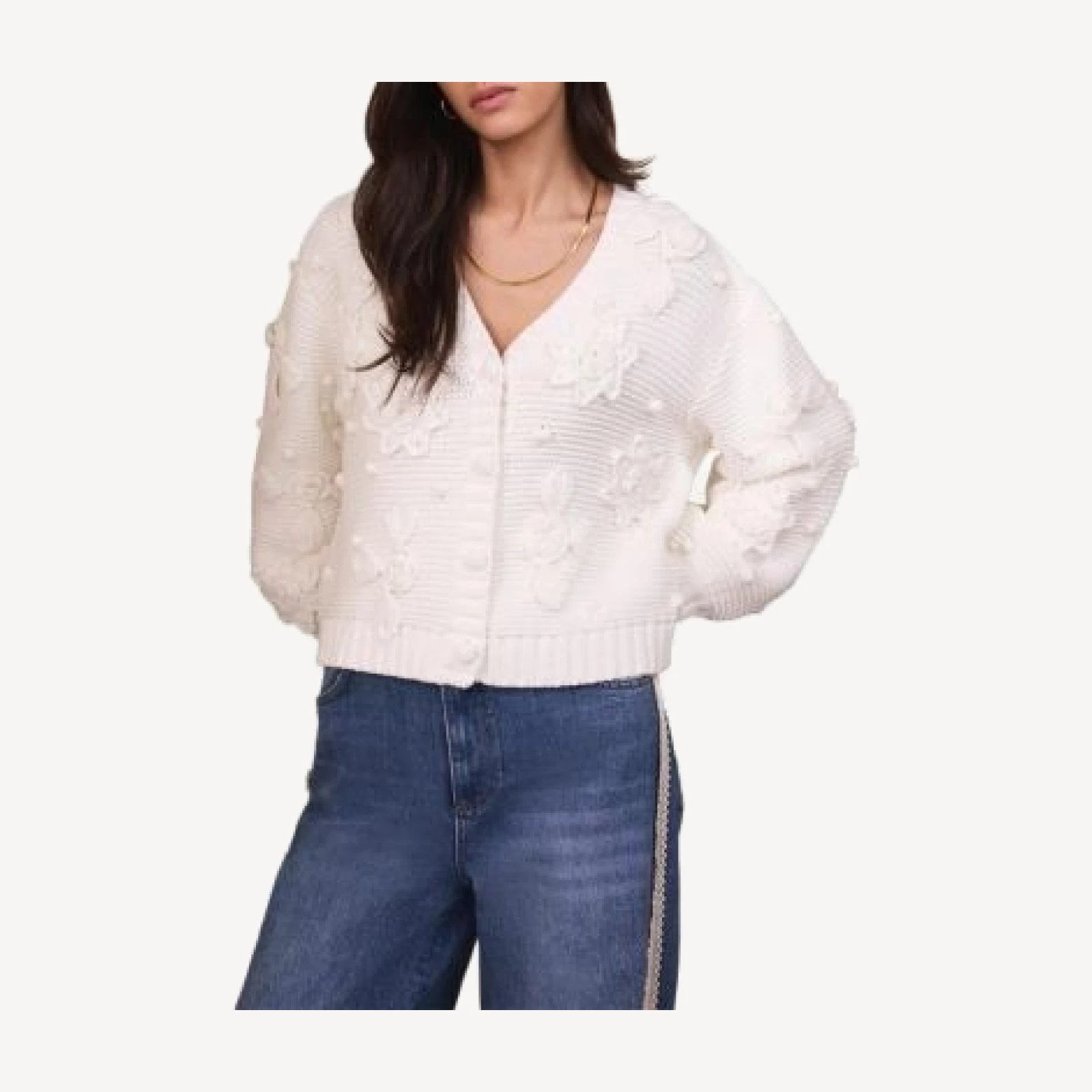Mint Velvet Women's Applique Flower Cardigan