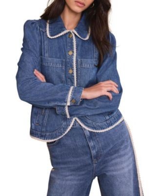 Mint Velvet Women's Lace Trim Denim Jacket