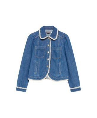 Mint Velvet Women's Lace Trim Denim Jacket