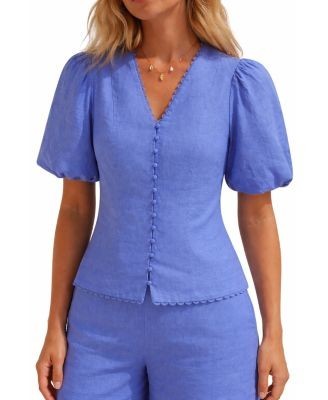 Mint Velvet Women's Linen Puff Sleeve Top