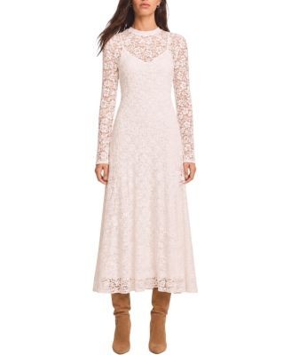 Mint Velvet Women's Lace Full Asymmetric Midi Dress