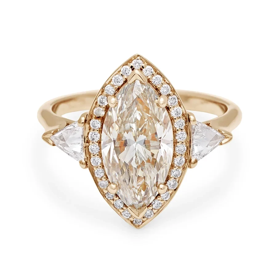 Marquise Bea Halo Ring - 14k Yellow Gold & Champagne Diamond (2.11ct)