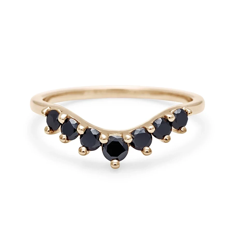Cosmic Tiara Curve Band - 14k Gold & Black Diamonds