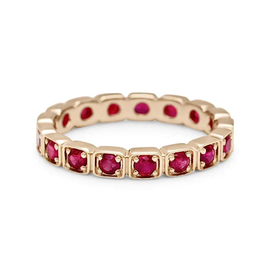 Wheat Eternity Band (3mm) - 14k Gold & Ruby