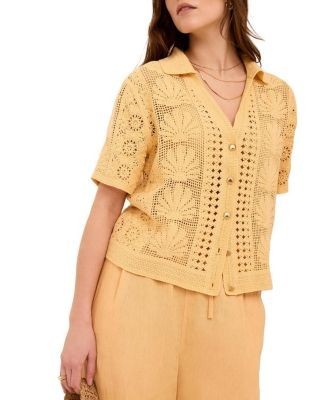 Mint Velvet Women's Cotton Blend Crochet Shirt
