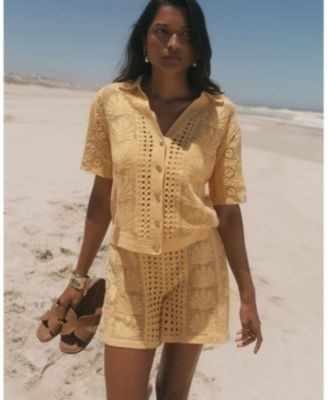 Mint Velvet Women's Cotton Blend Crochet Shirt