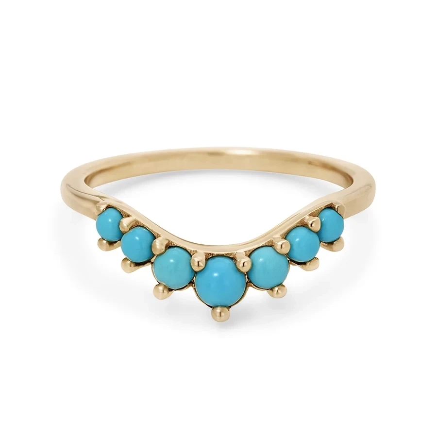 Cosmic Tiara Curve Band - 14k Gold & Turquoise