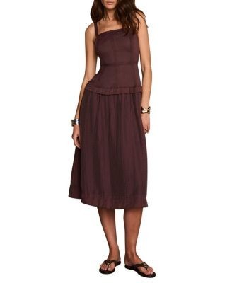 Mint Velvet Women's Ramie Drop Waist Midi Dress