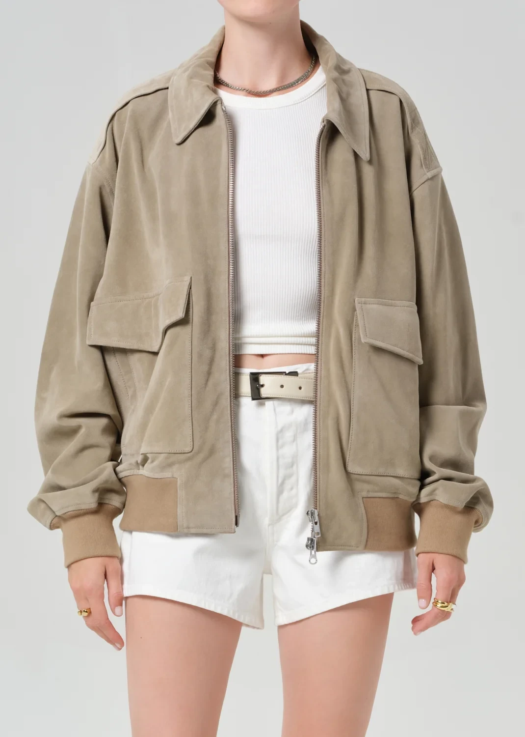 Vivienne Suede Jacket in Deep Olive