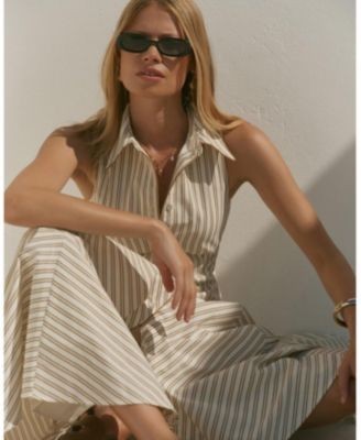 Mint Velvet Women's Stripe Button Midi Dress