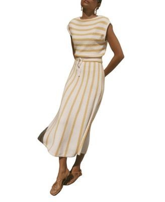 Mint Velvet Women's Cotton Blend Striped Midi Dress