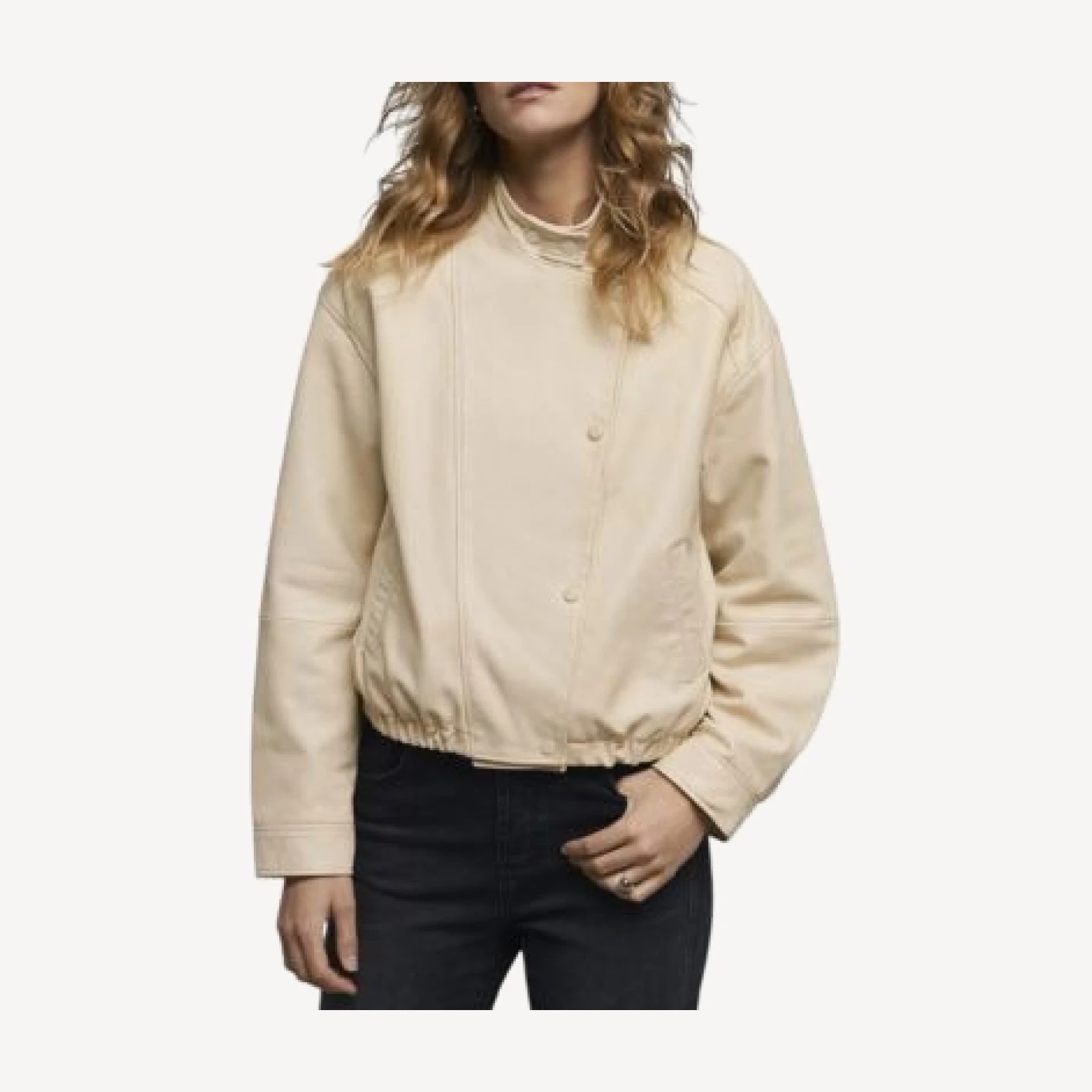 Mint Velvet Women's Leather Cropped Pilot Bomber Jacket