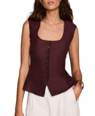 Mint Velvet Women's Linen Blend Peplum Waistcoat