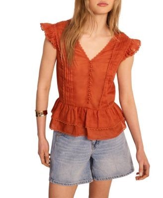 Mint Velvet Women's Ramie Ruffle Detail Blouse