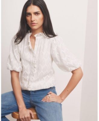 Mint Velvet Women's Jacquard Ruffle Blouse