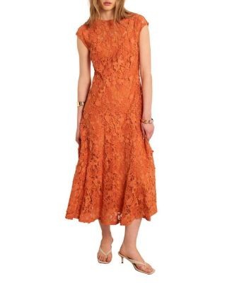 Mint Velvet Women's Sleeveless Applique Lace Midi Dress