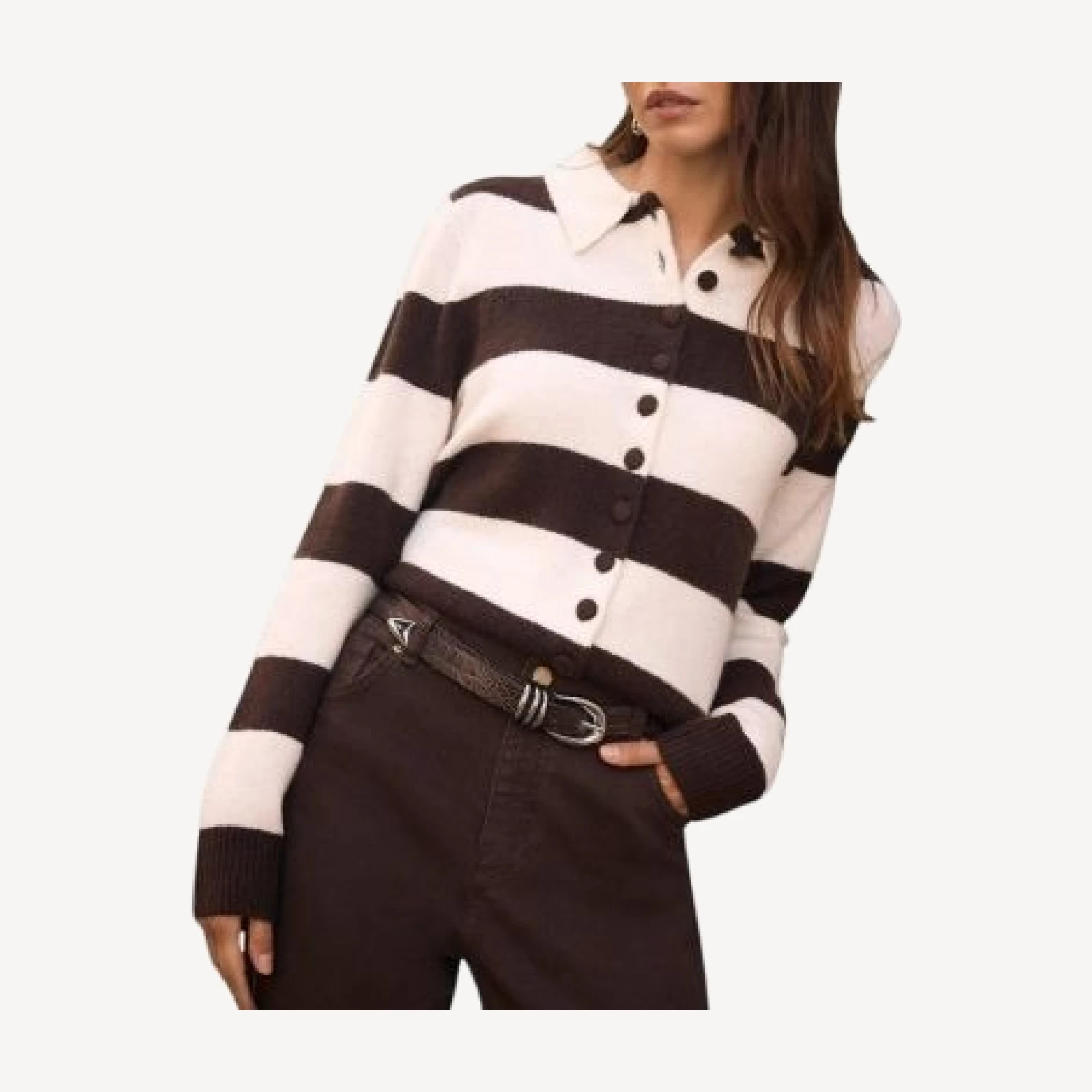 Mint Velvet Women's Striped Knit Cardigan
