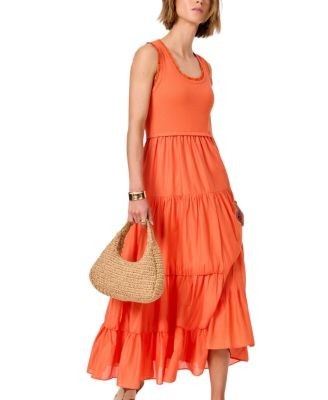 Mint Velvet Women's Sleeveless Crochet Trim Tiered Midi Dress