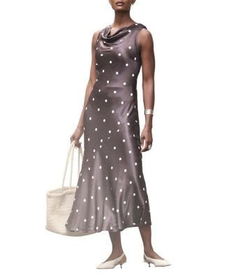 Mint Velvet Women's Satin Polkadot Midi Dress