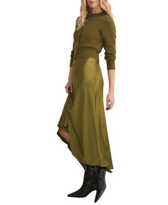 Mint Velvet Women's Layered Satin Knit Midi Dress