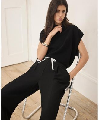 Mint Velvet Women's Contrast Waist Wide Leg Trousers