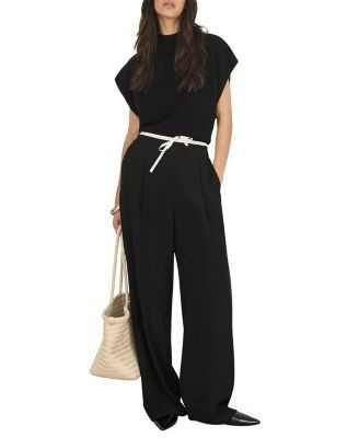 Mint Velvet Women's Contrast Waist Wide Leg Trousers
